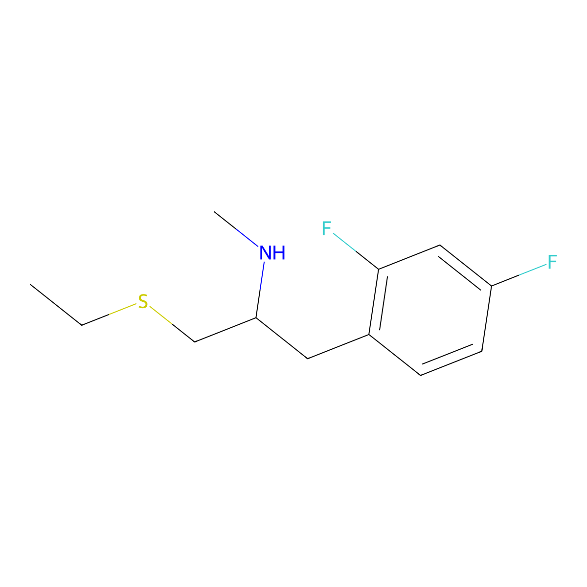 [1-(2,4-Difluorophenyl)-3-(ethylsulfanyl)propan-2-yl](methyl)amine molecular structure, CAS 1468992-31-5