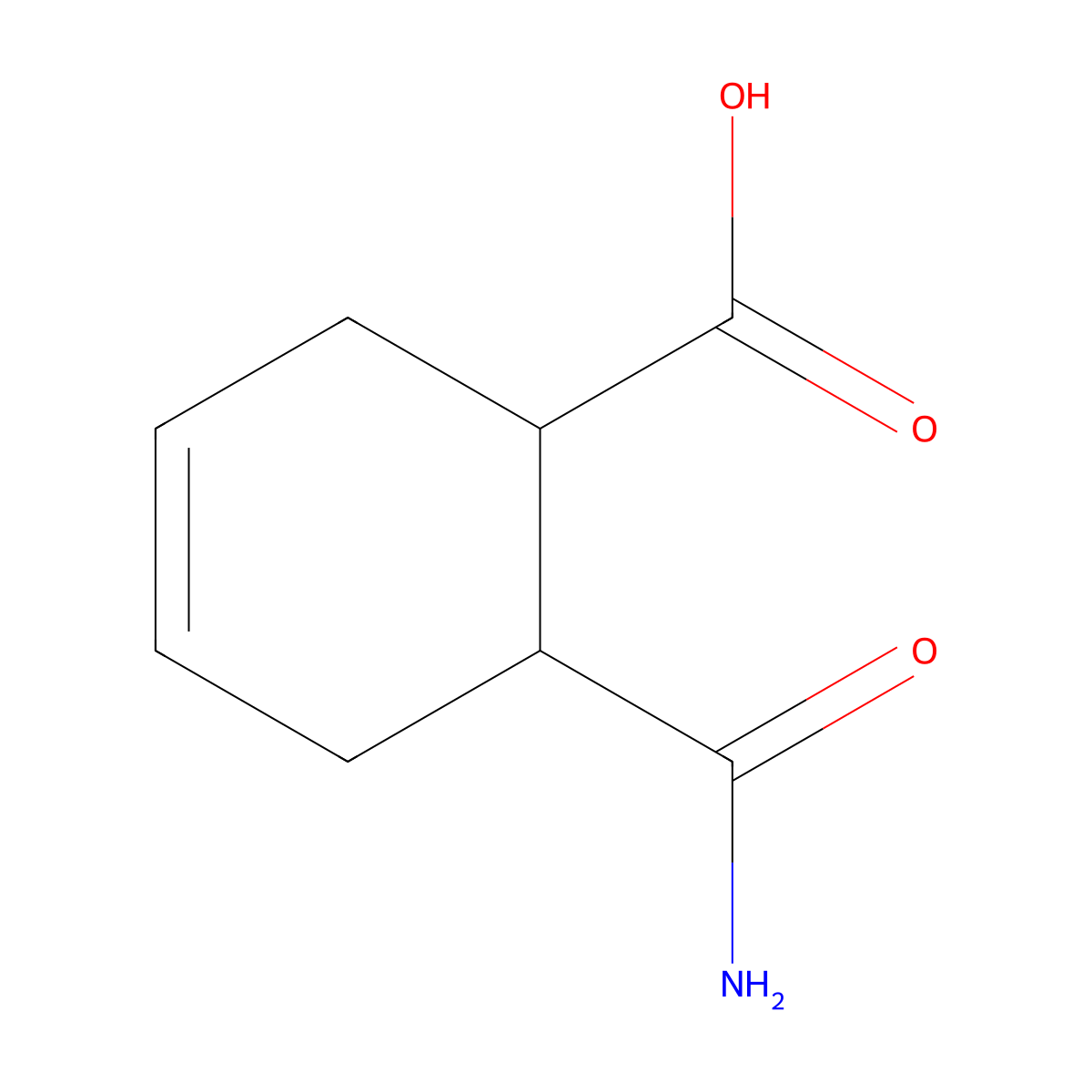 rac-(1R,6S)-6-carbamoylcyclohex-3-ene-1-carboxylic acid, cis molecular structure, CAS 1469-49-4