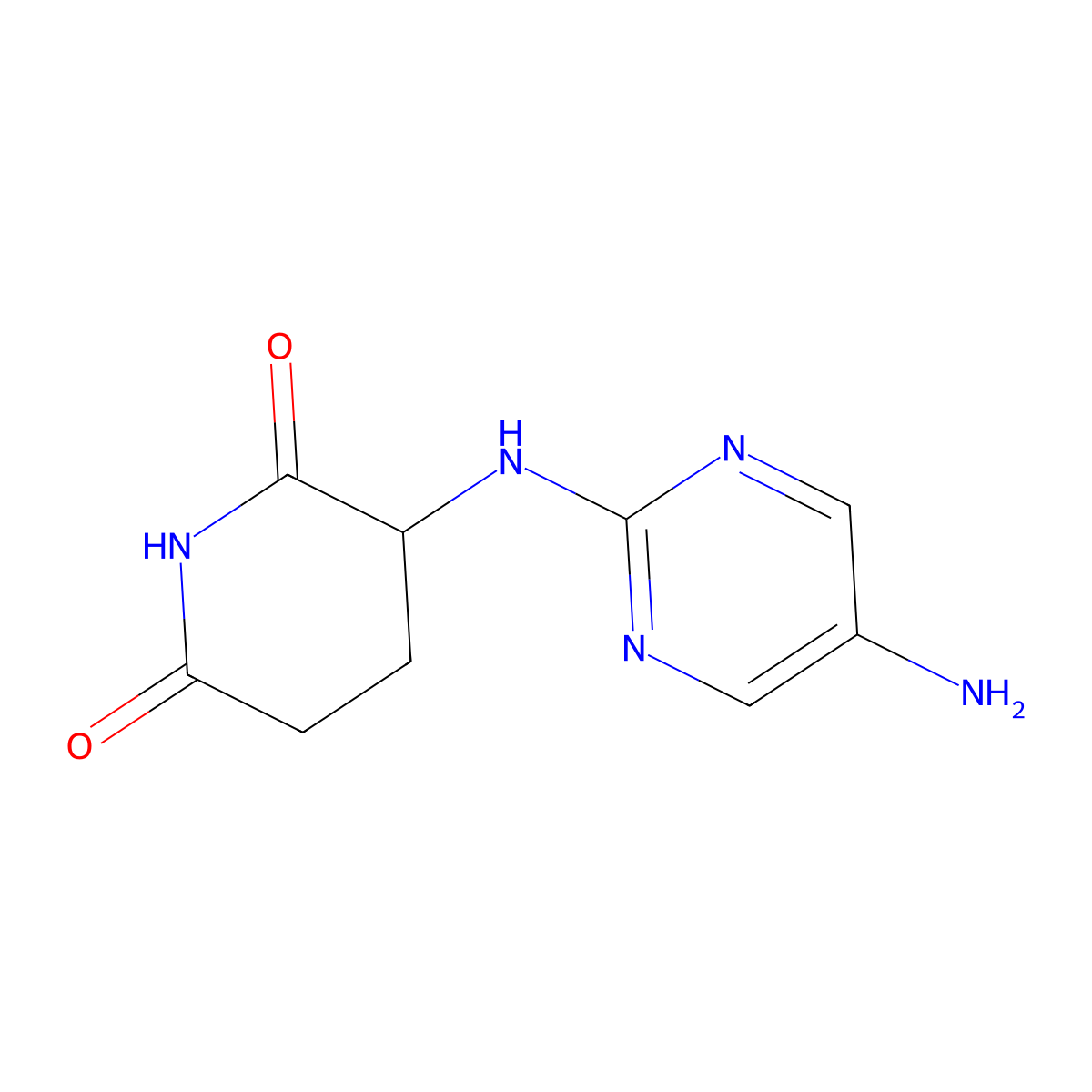 3-[(5-Aminopyrimidin-2-yl)amino]piperidine-2,6-dione molecular structure, CAS 1469009-22-0