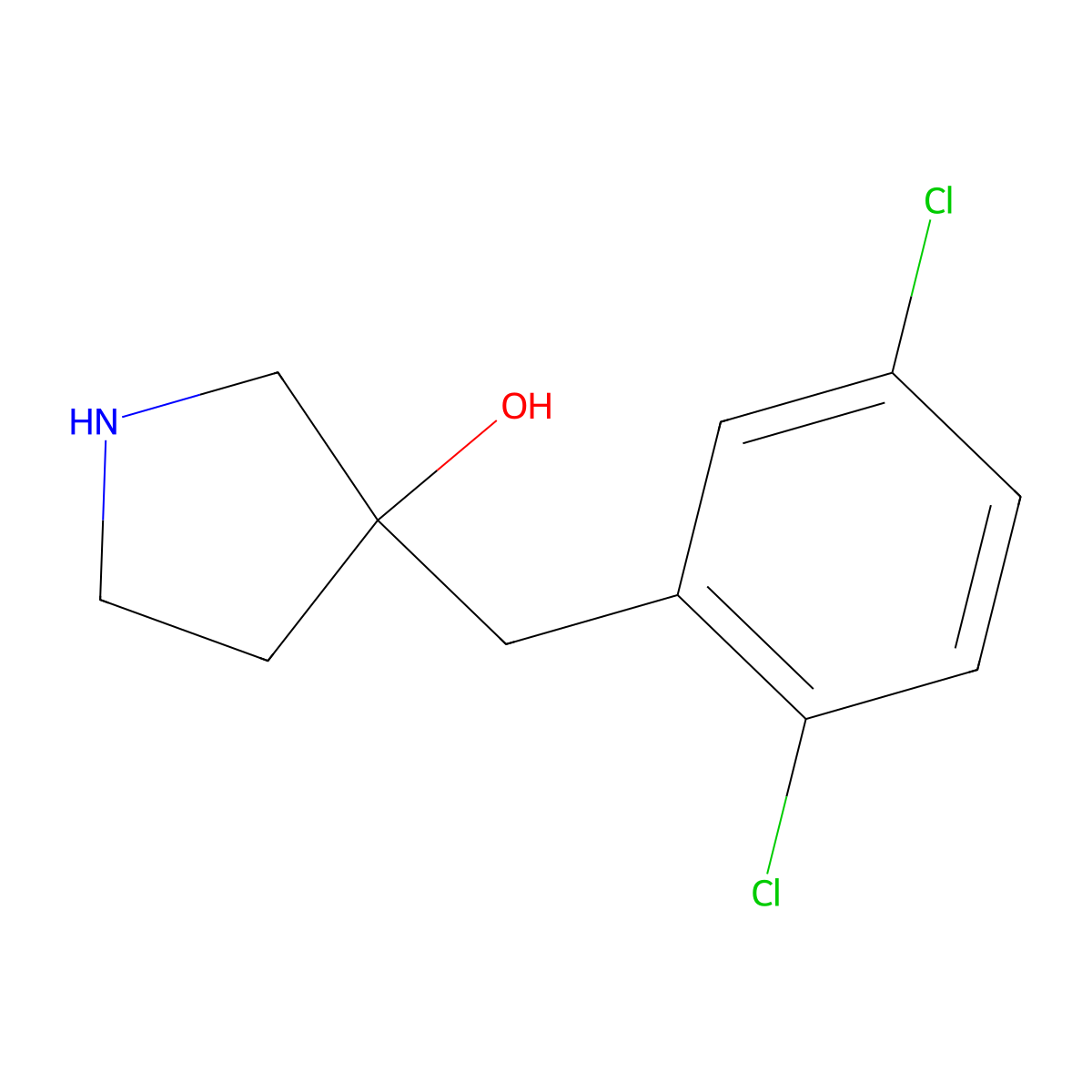 3-[(2,5-Dichlorophenyl)methyl]pyrrolidin-3-ol molecular structure, CAS 1469011-36-6