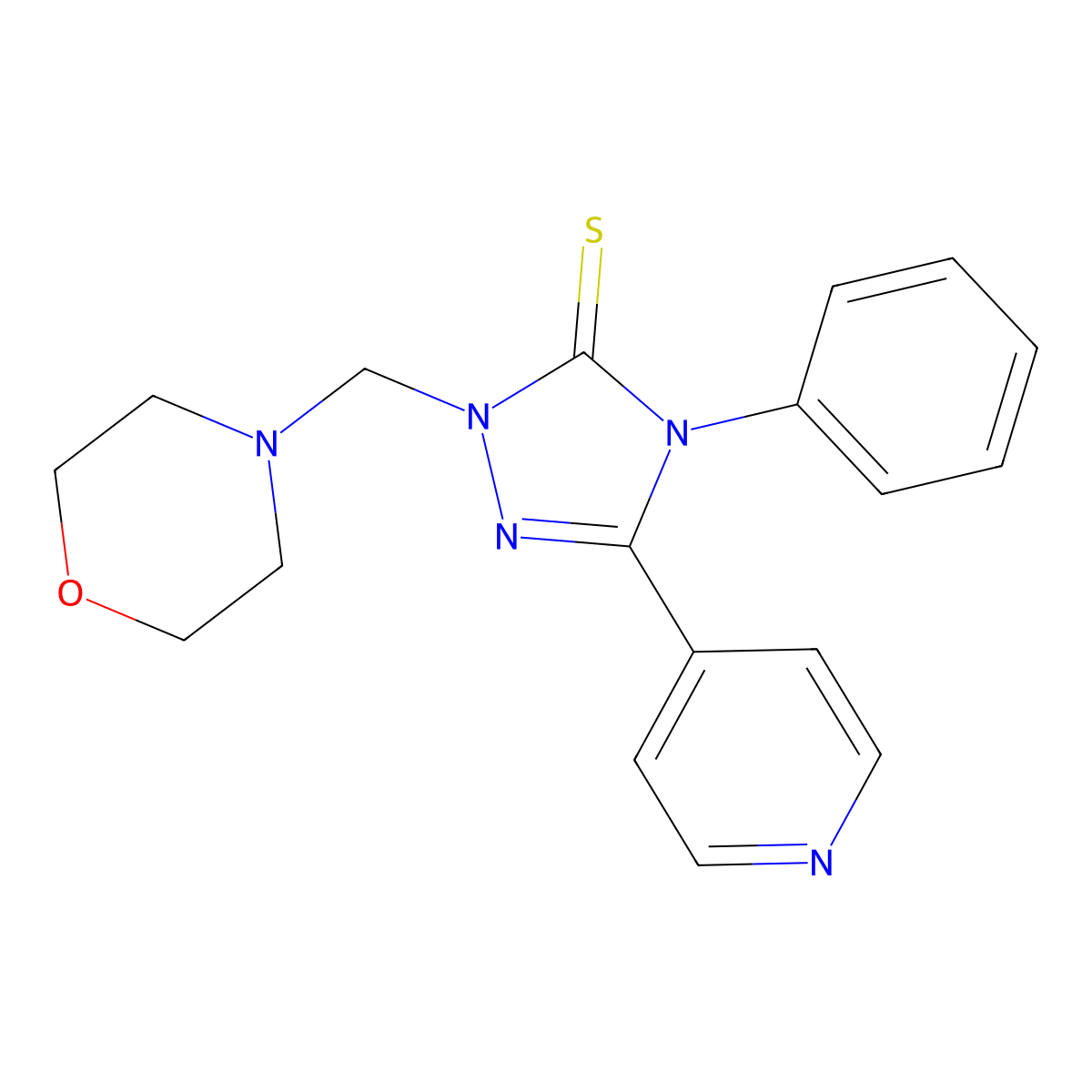 2-(Morpholin-4-ylmethyl)-4-phenyl-5-pyridin-4-yl-1,2,4-triazole-3-thione molecular structure, CAS 146902-13-8