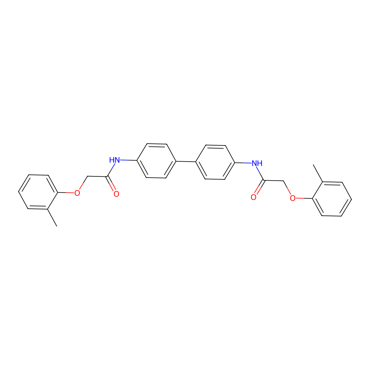 2-(2-methylphenoxy)-N-[4-[4-[[2-(2-methylphenoxy)acetyl]amino]phenyl]phenyl]acetamide molecular structure, CAS 146903-28-8