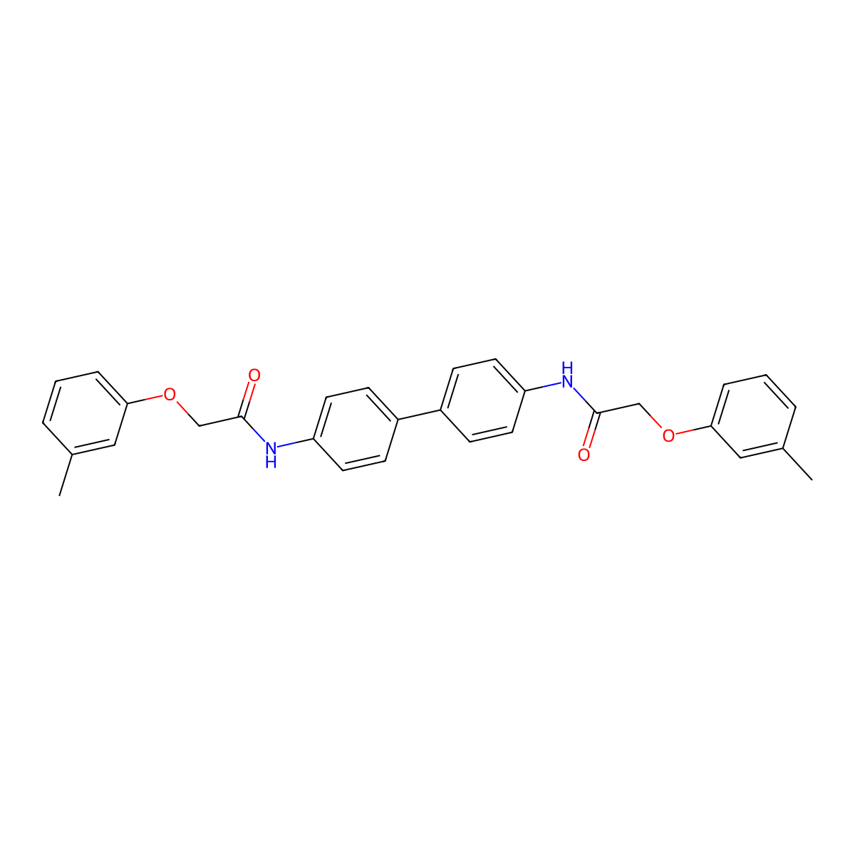 2-(3-methylphenoxy)-N-[4-[4-[[2-(3-methylphenoxy)acetyl]amino]phenyl]phenyl]acetamide molecular structure, CAS 146903-29-9