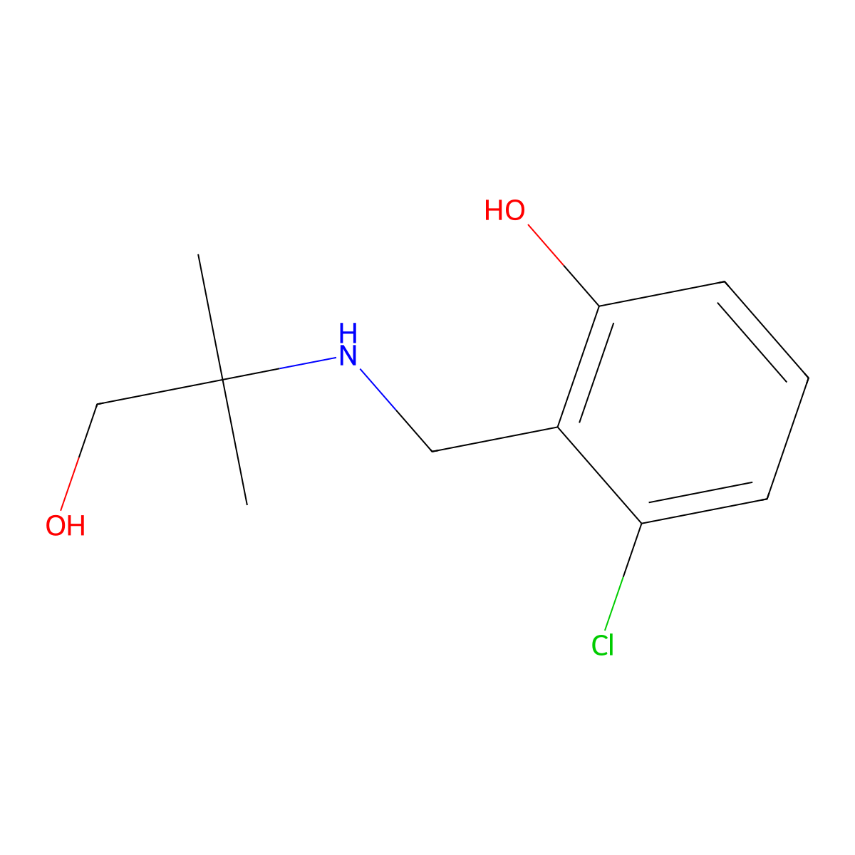 3-Chloro-2-{[(1-hydroxy-2-methylpropan-2-yl)amino]methyl}phenol molecular structure, CAS 1469044-85-6