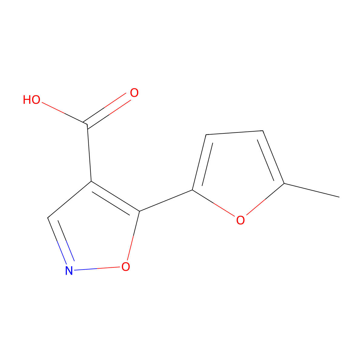 5-(5-Methylfuran-2-yl)-1,2-oxazole-4-carboxylic acid molecular structure, CAS 1469045-05-3