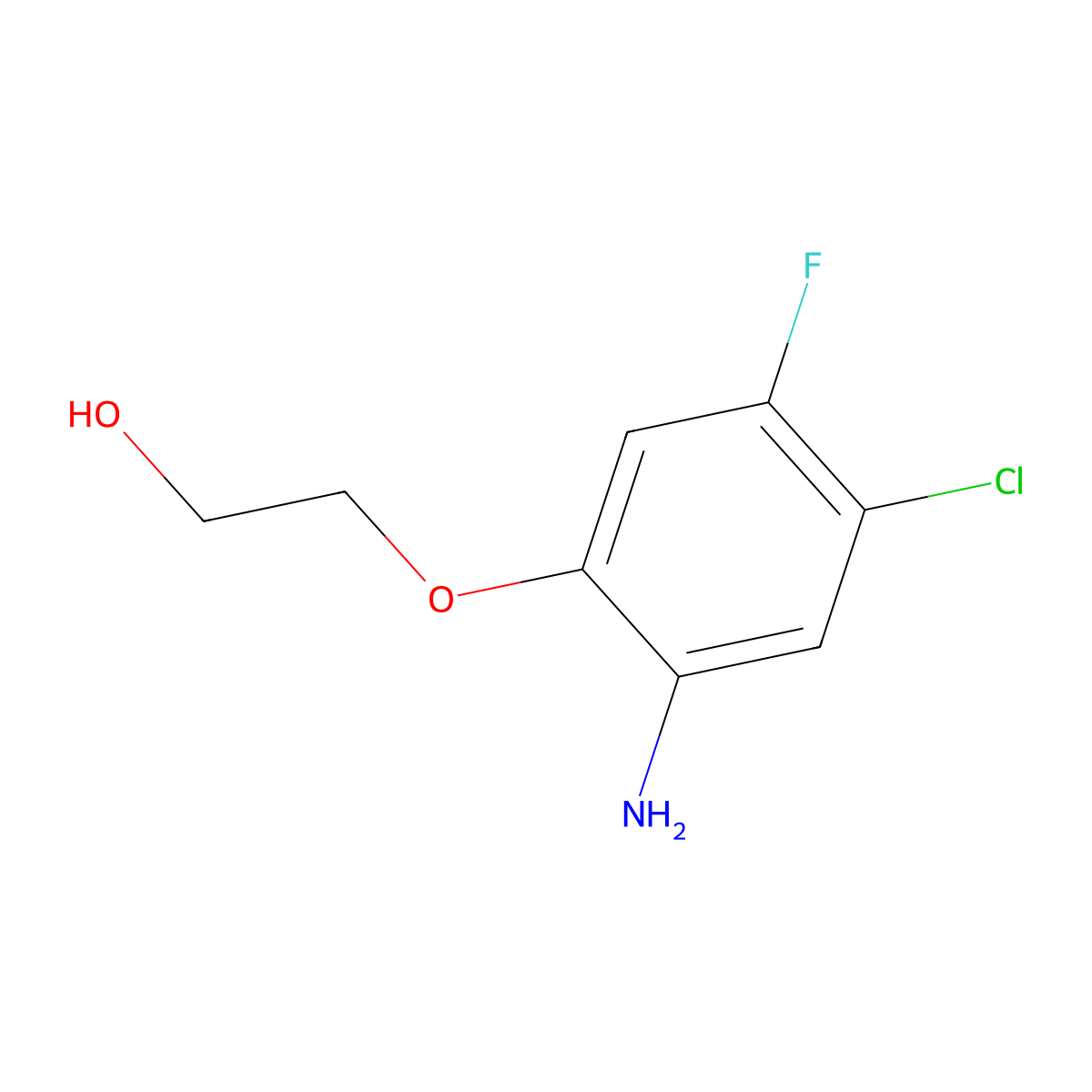 2-(2-Amino-4-chloro-5-fluorophenoxy)ethan-1-ol molecular structure, CAS 1469047-64-0