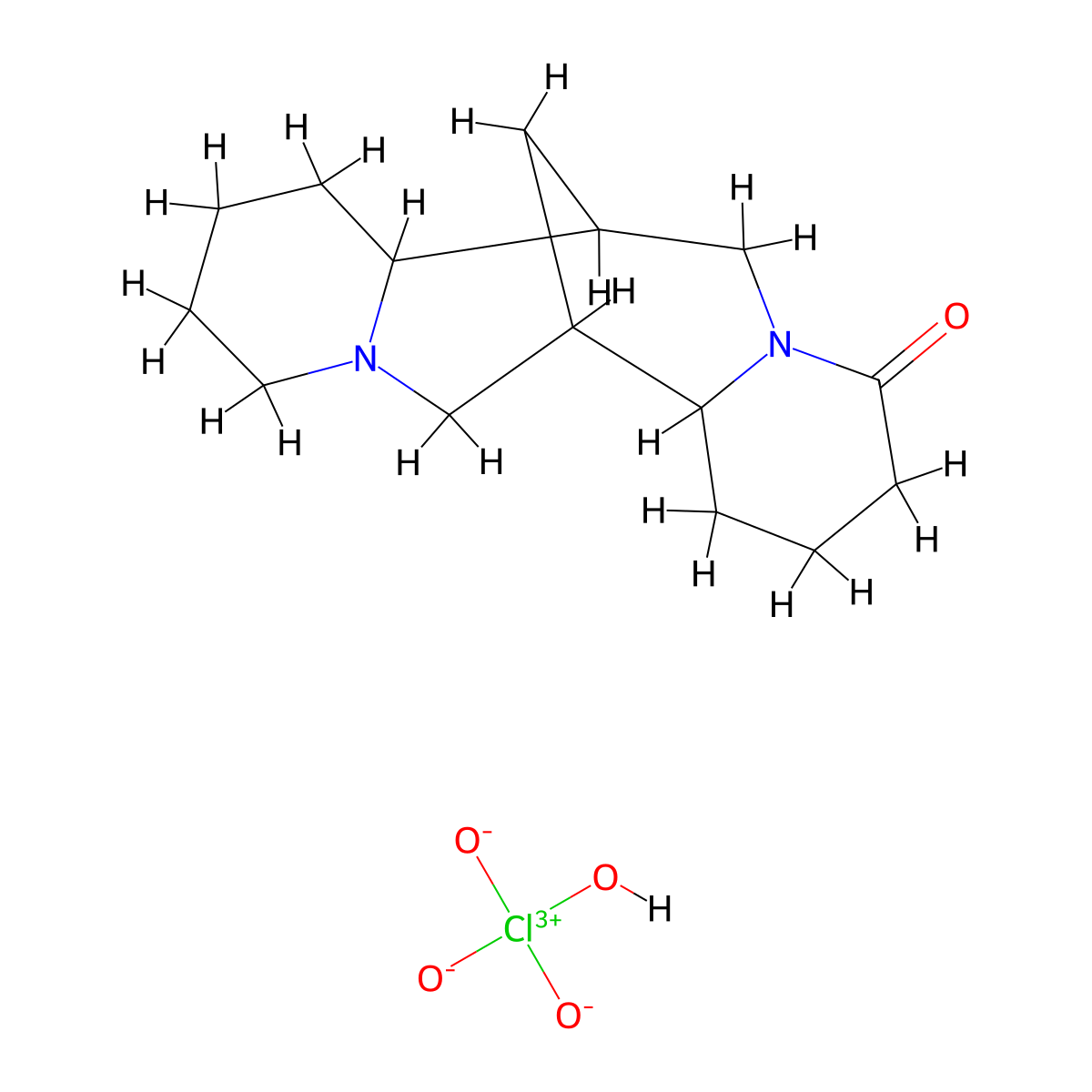 Dodecahydro-7,14-methano-4H,6H-dipyrido(1,2-a:1',2'-e)(1,5)diazocin-4-one monoperchlorate molecular structure, CAS 14691-01-1