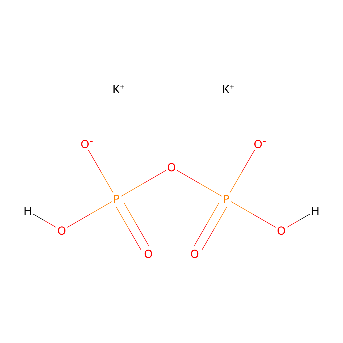 Dipotassium pyrophosphate molecular structure, CAS 14691-84-0