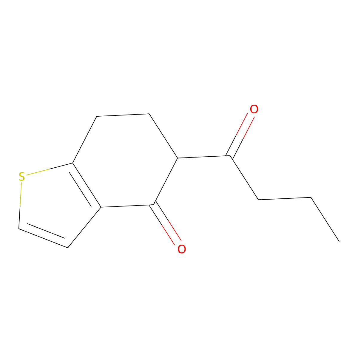 5-Butanoyl-4,5,6,7-tetrahydro-1-benzothiophen-4-one molecular structure, CAS 1469104-54-8