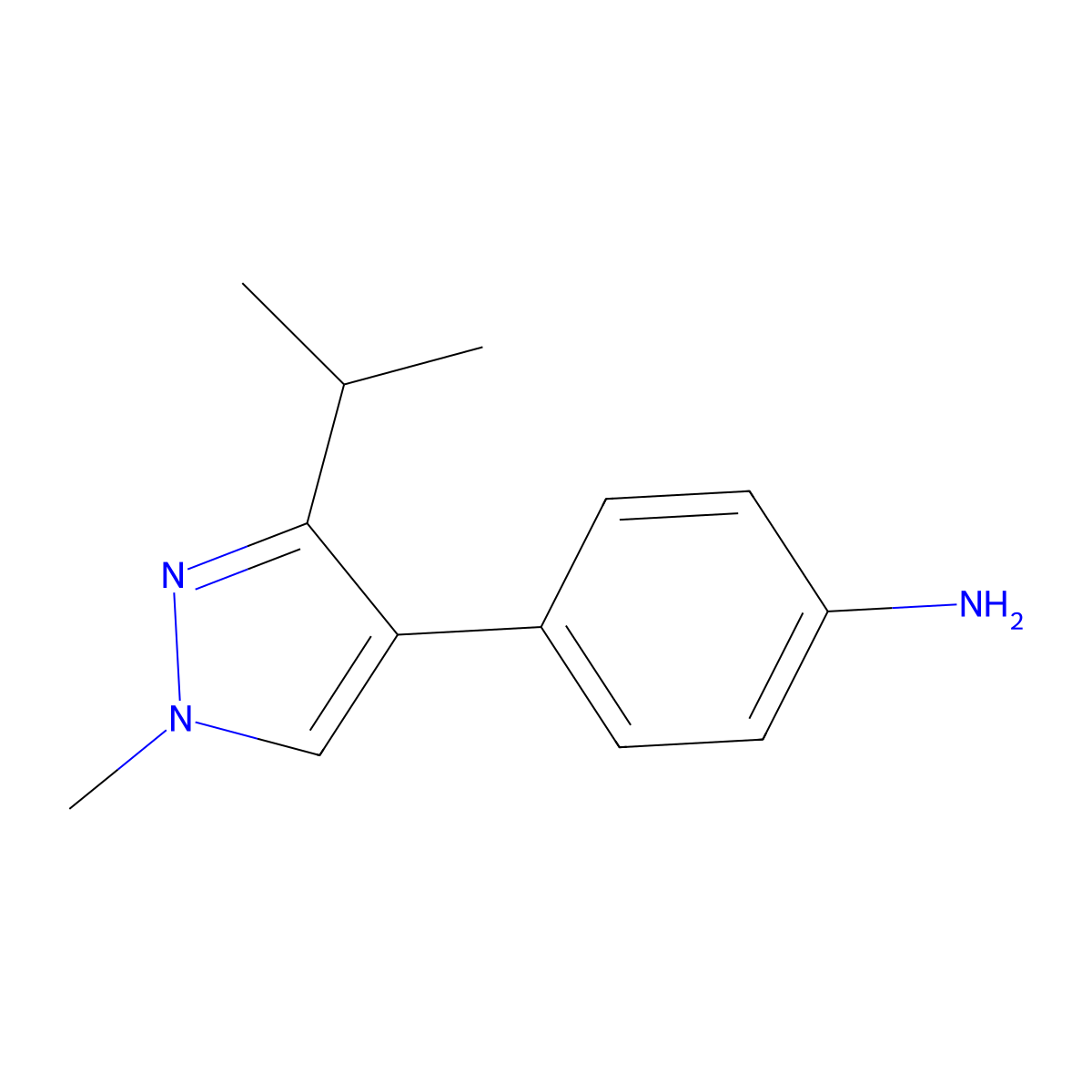 4-(3-Isopropyl-1-methyl-1h-pyrazol-4-yl)aniline molecular structure, CAS 1469133-00-3