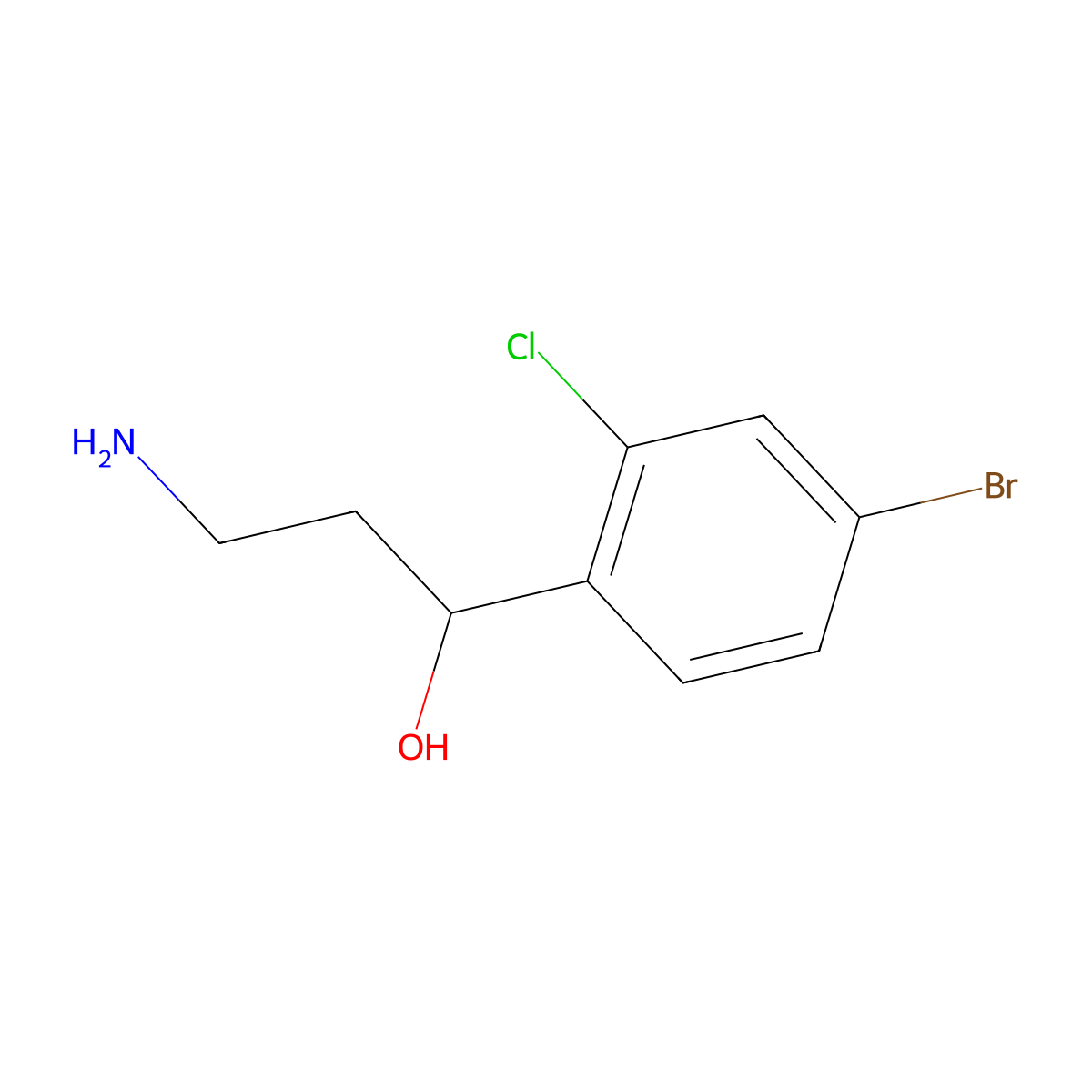 3-Amino-1-(4-bromo-2-chlorophenyl)propan-1-ol molecular structure, CAS 1469141-81-8