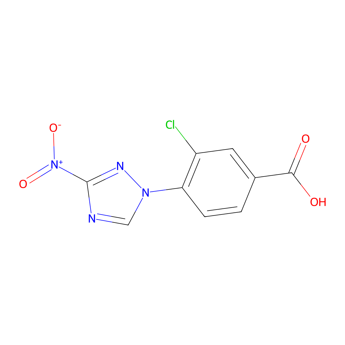 3-chloro-4-(3-nitro-1H-1,2,4-triazol-1-yl)benzoic acid molecular structure, CAS 1469153-87-4
