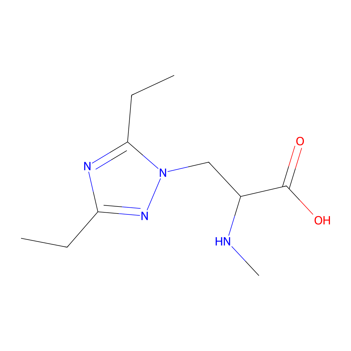 3-(diethyl-1H-1,2,4-triazol-1-yl)-2-(methylamino)propanoic acid molecular structure, CAS 1469157-06-9