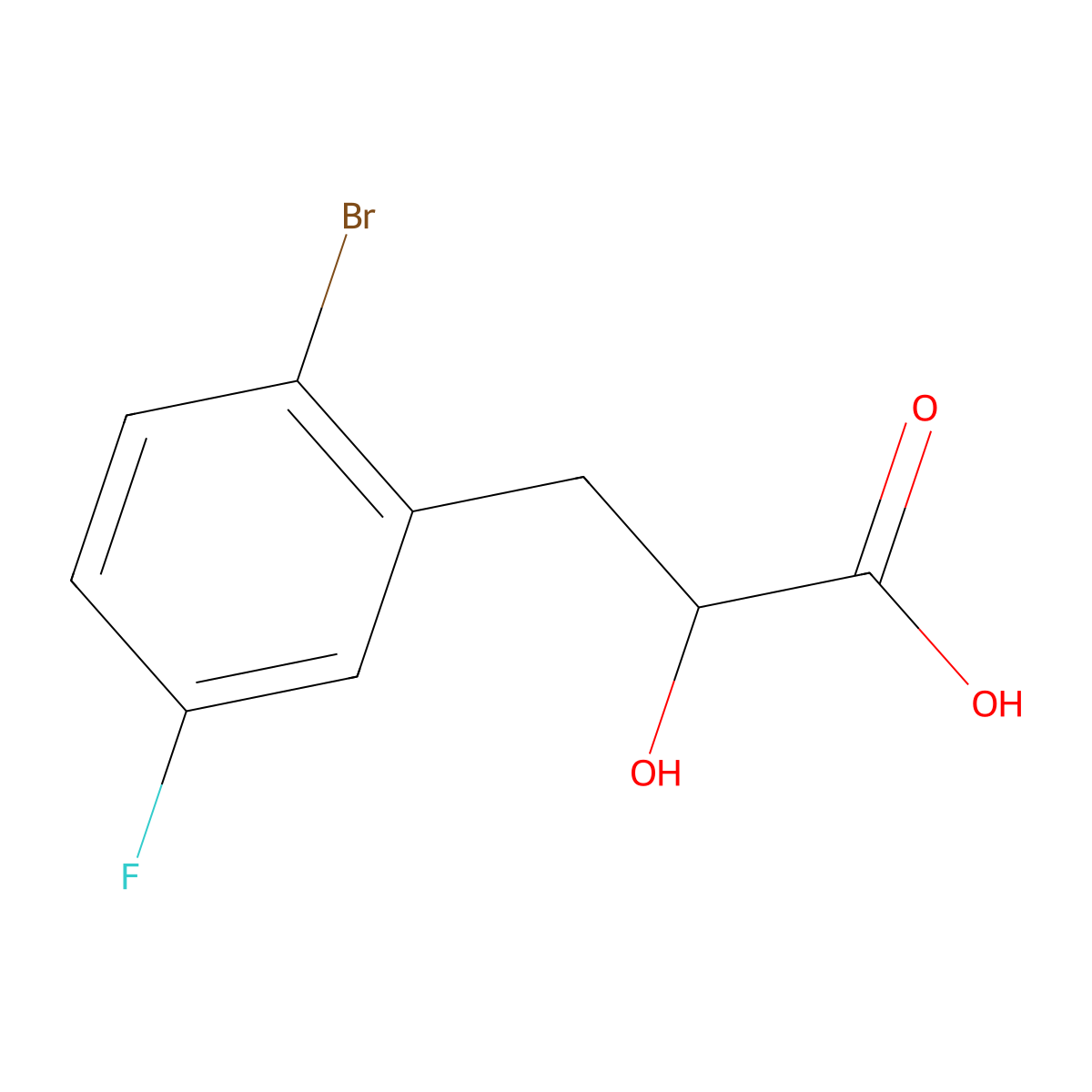 3-(2-Bromo-5-fluorophenyl)-2-hydroxypropanoic acid molecular structure, CAS 1469172-35-7
