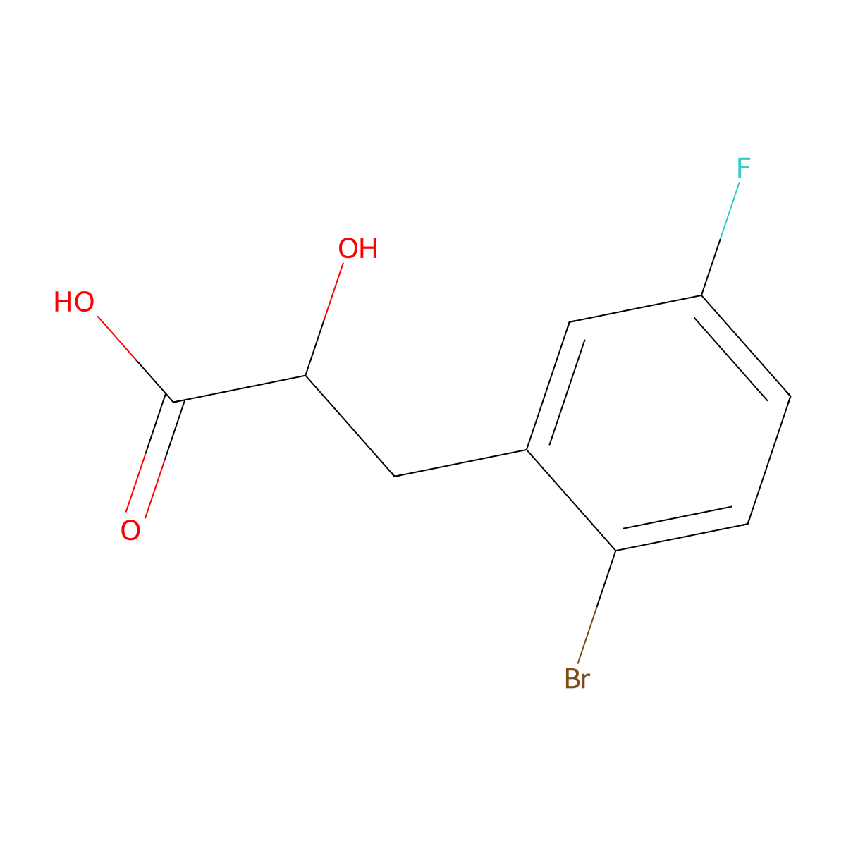 3-(2-Bromo-5-fluorophenyl)-2-hydroxypropanoic acid molecular structure, CAS 1469172-35-7