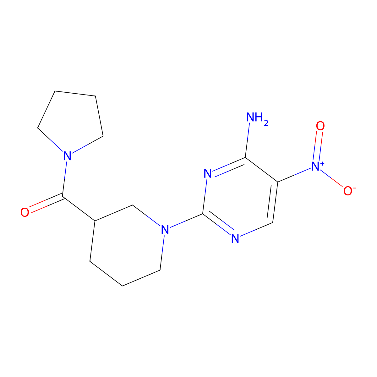 Methanone, [(3R)-1-(4-amino-5-nitro-2-pyrimidinyl)-3-piperidinyl]-1-pyrrolidinyl- molecular structure, CAS 1469286-14-3