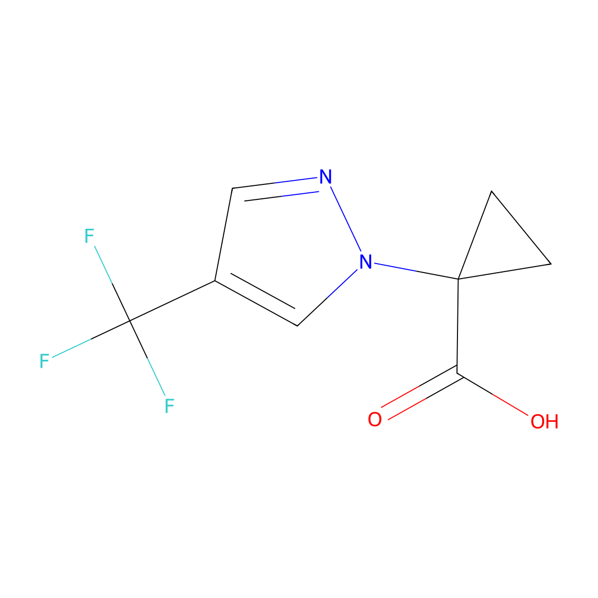 OC(=O)C1(CC1)n1cc(cn1)C(F)(F)F molecular structure, CAS 1469286-24-5
