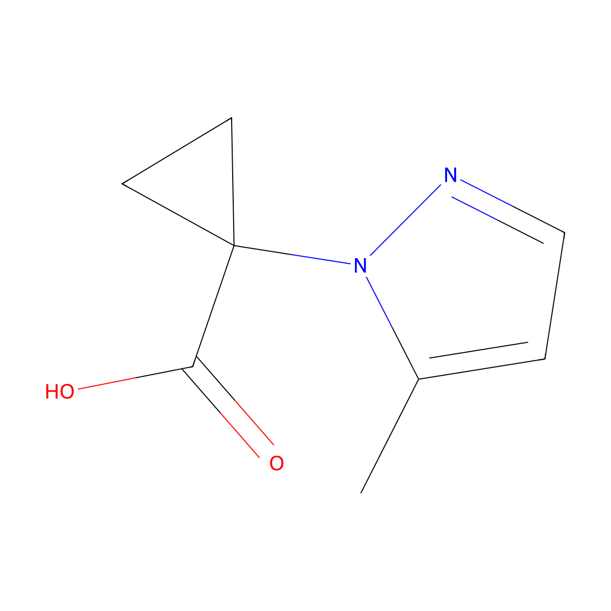 1-(5-methyl-1H-pyrazol-1-yl)cyclopropane-1-carboxylic acid molecular structure, CAS 1469286-30-3