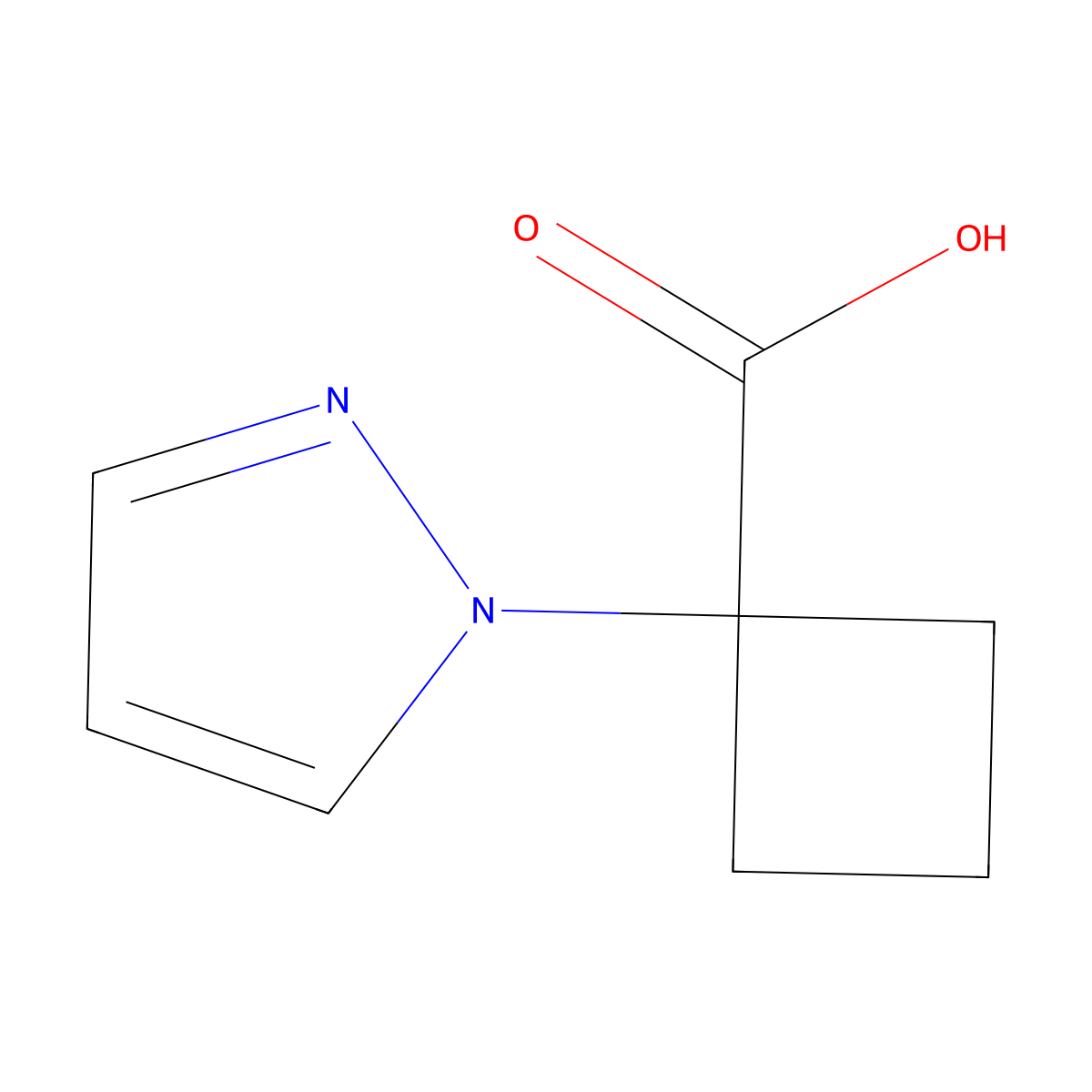 1-(1H-pyrazol-1-yl)cyclobutane-1-carboxylic acid molecular structure, CAS 1469286-32-5