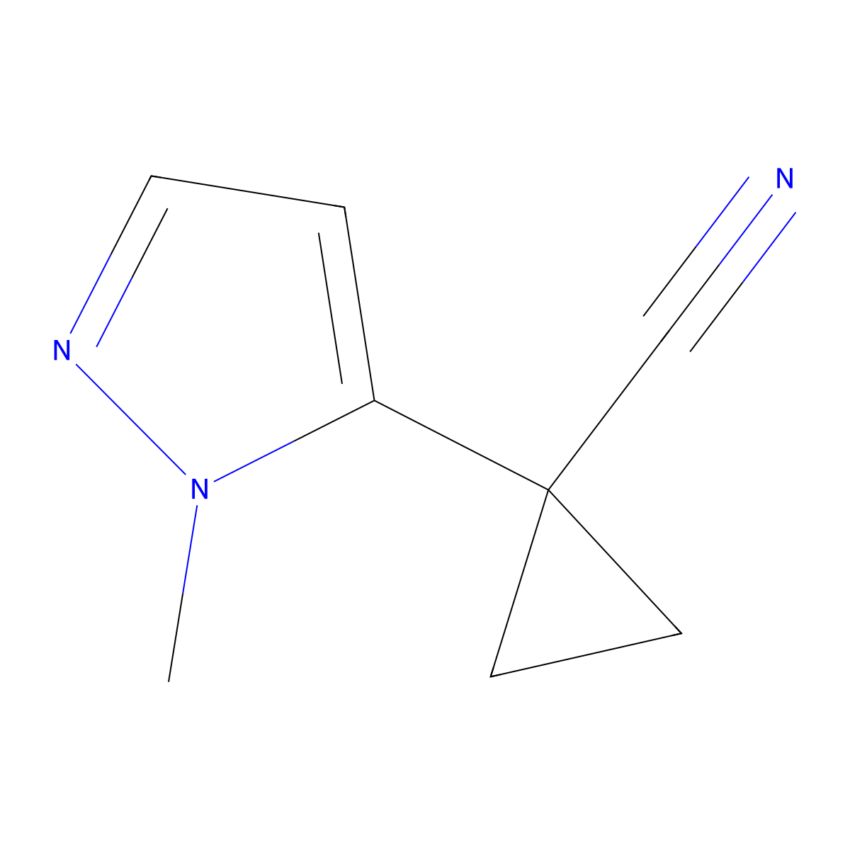 1-(1-methyl-1H-pyrazol-5-yl)cyclopropane-1-carbonitrile molecular structure, CAS 1469286-78-9