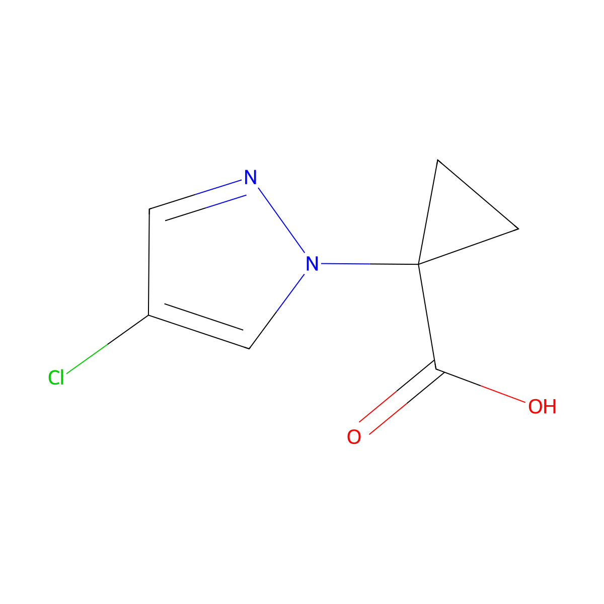 1-(4-chloro-1H-pyrazol-1-yl)cyclopropane-1-carboxylic acid molecular structure, CAS 1469287-10-2