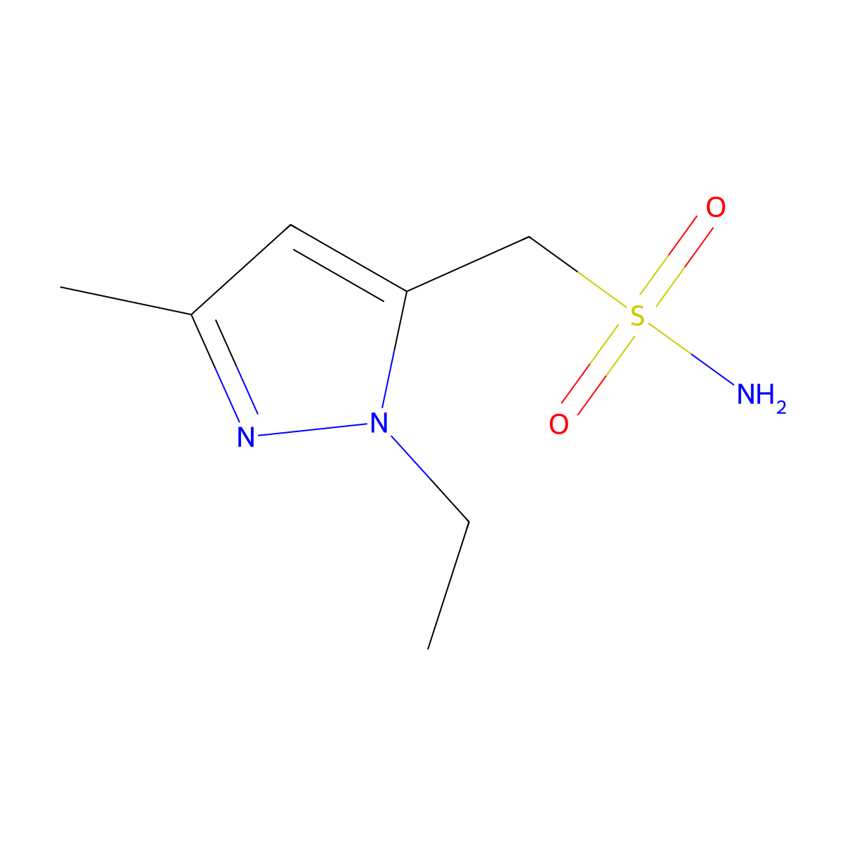 (1-ethyl-3-methyl-1H-pyrazol-5-yl)methanesulfonamide molecular structure, CAS 1469298-21-2