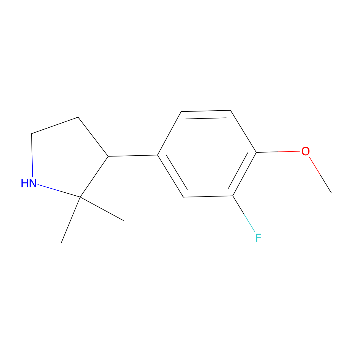 3-(3-Fluoro-4-methoxyphenyl)-2,2-dimethylpyrrolidine molecular structure, CAS 1469306-93-1