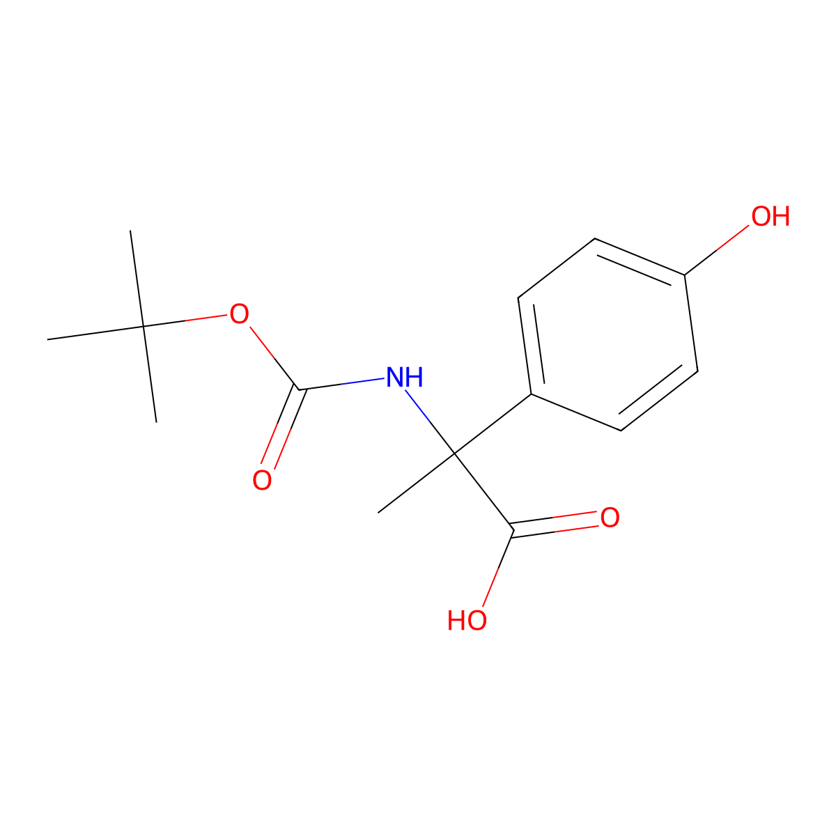 2-{[(Tert-butoxy)carbonyl]amino}-2-(4-hydroxyphenyl)propanoic acid molecular structure, CAS 1469308-85-7