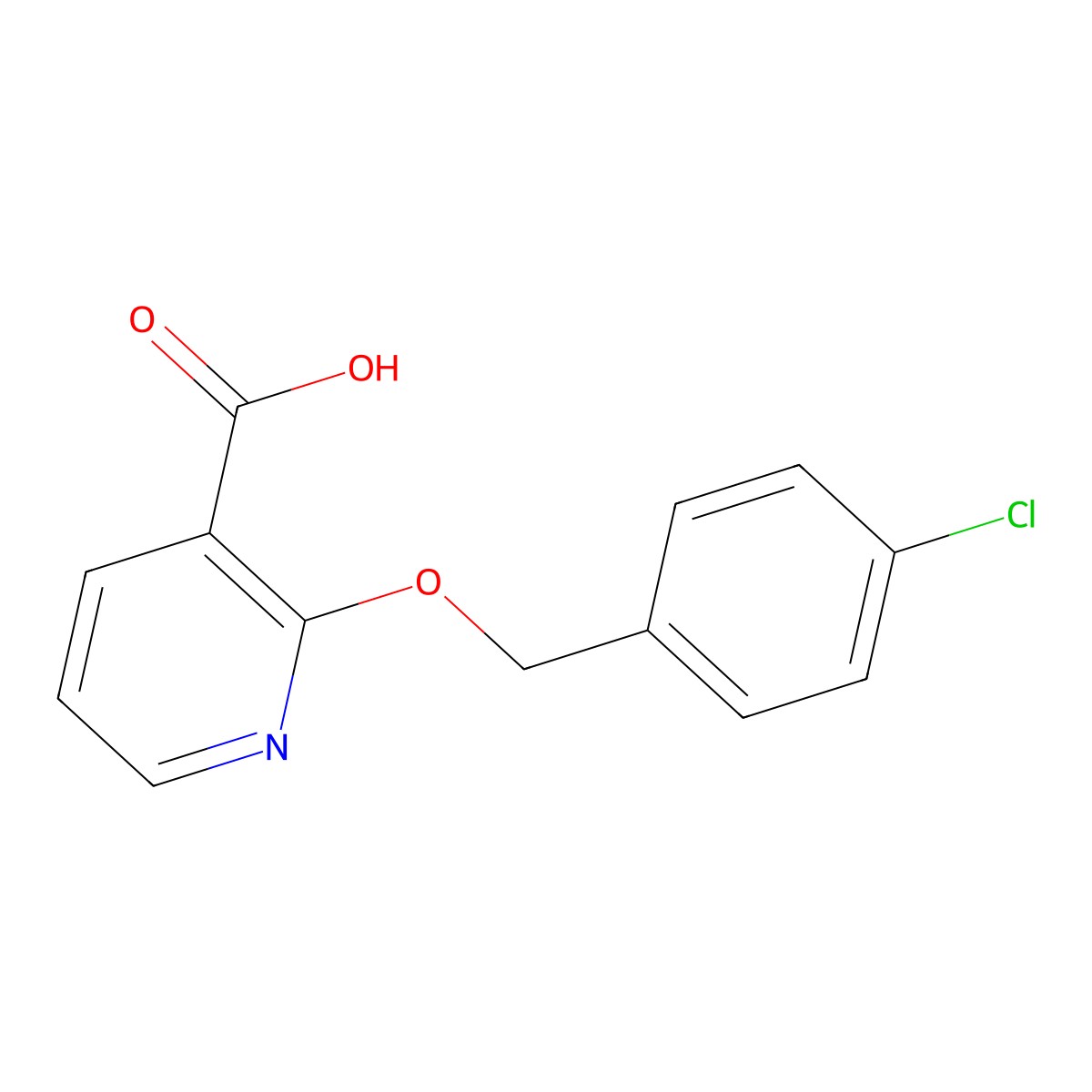 2-[(4-Chlorophenyl)methoxy]pyridine-3-carboxylic acid molecular structure, CAS 1469351-94-7