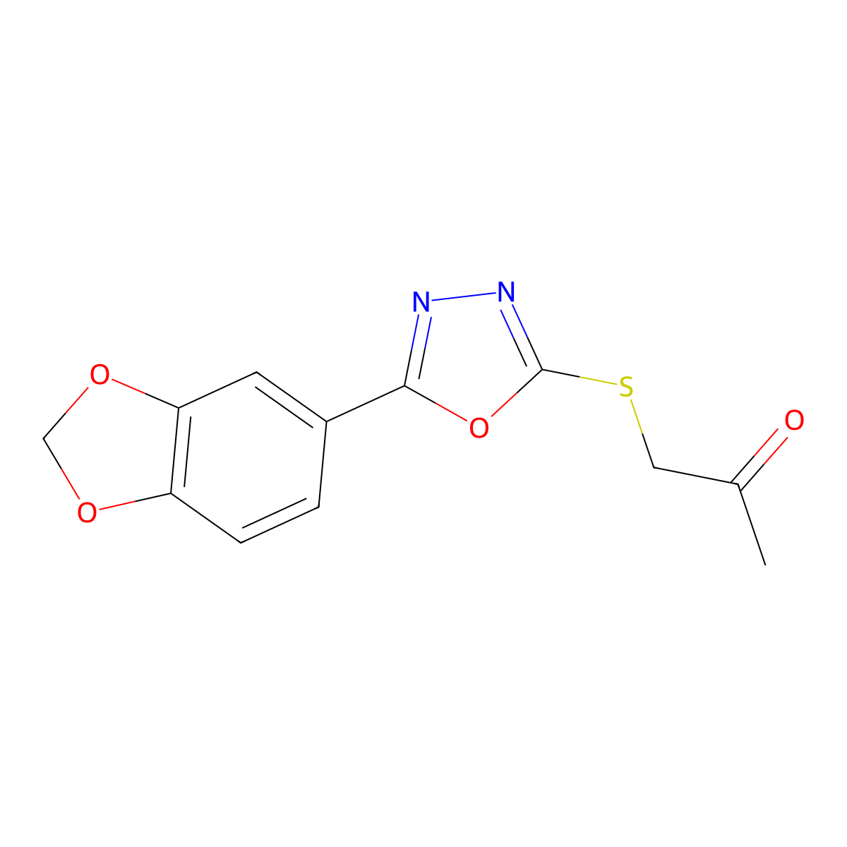 1-(5-Benzo[1,3]dioxol-5-yl-[1,3,4]oxadiazol-2-ylsulfanyl)-propan-2-one molecular structure, CAS 146943-01-3