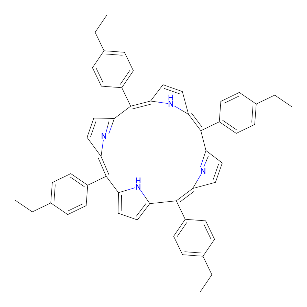 5,10,15,20-Tetrakis(4-ethylphenyl)porphyrin molecular structure, CAS 146943-75-1