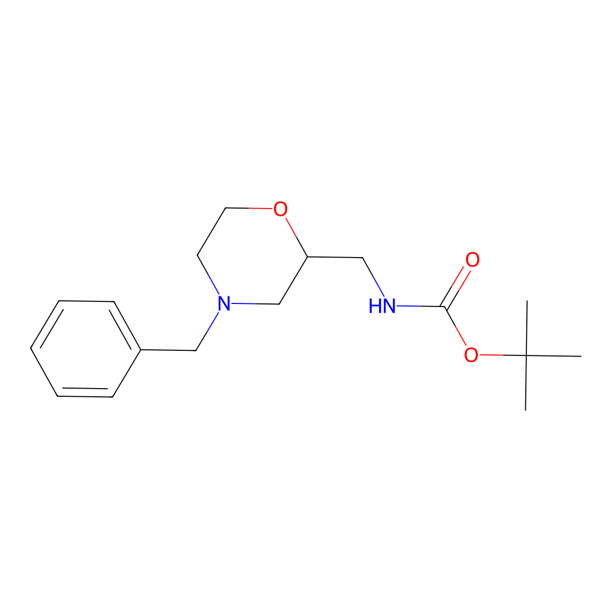 Carbamic acid, N-[[4-(phenylmethyl)-2-morpholinyl]methyl]-, 1,1-dimethylethyl ester molecular structure, CAS 146944-34-5
