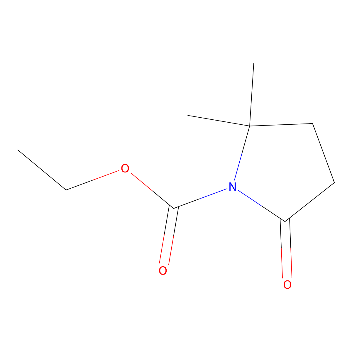 Ethyl 2,2-dimethyl-5-oxopyrrolidine-1-carboxylate molecular structure, CAS 146945-54-2
