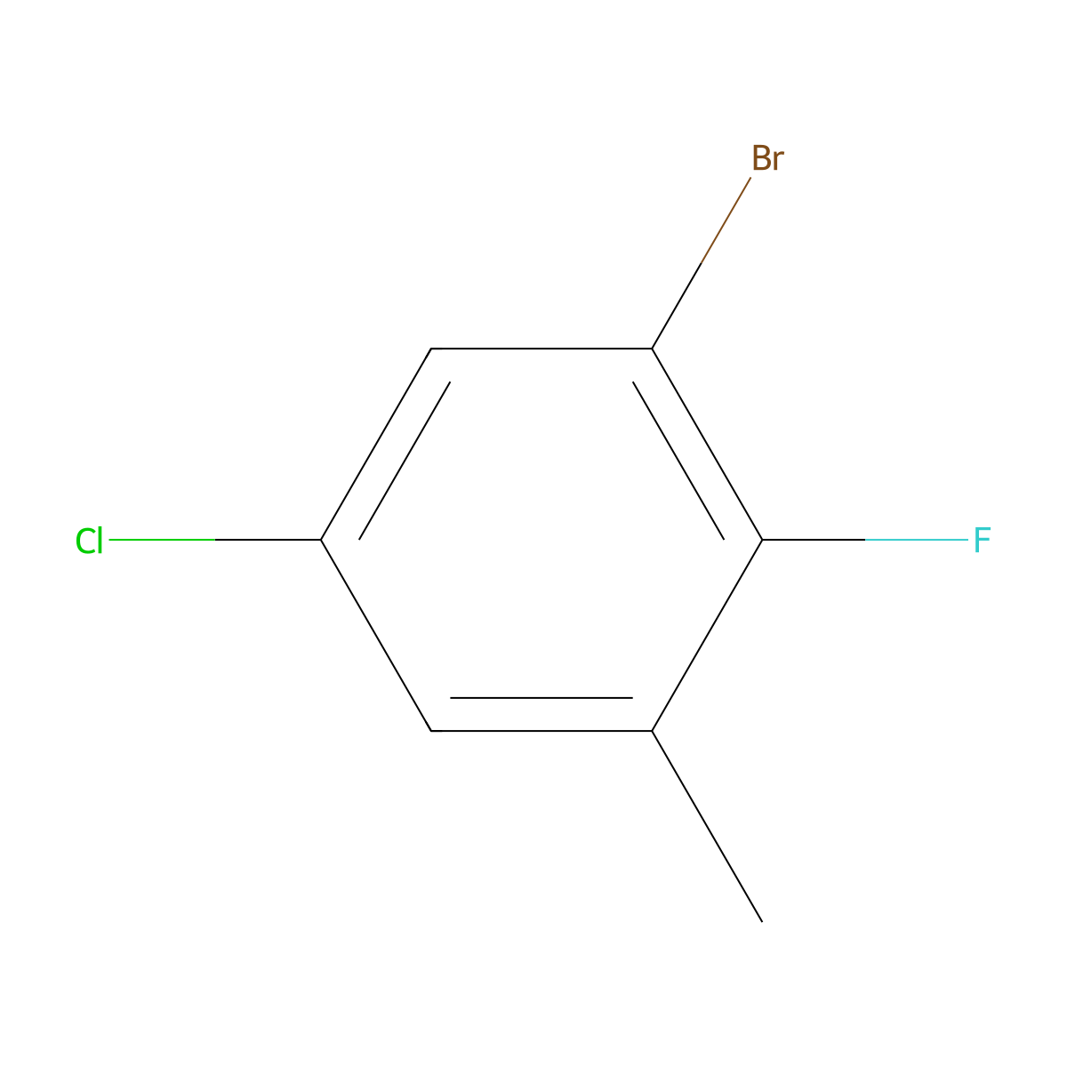 1-Bromo-5-chloro-2-fluoro-3-methylbenzene molecular structure, CAS 146948-69-8