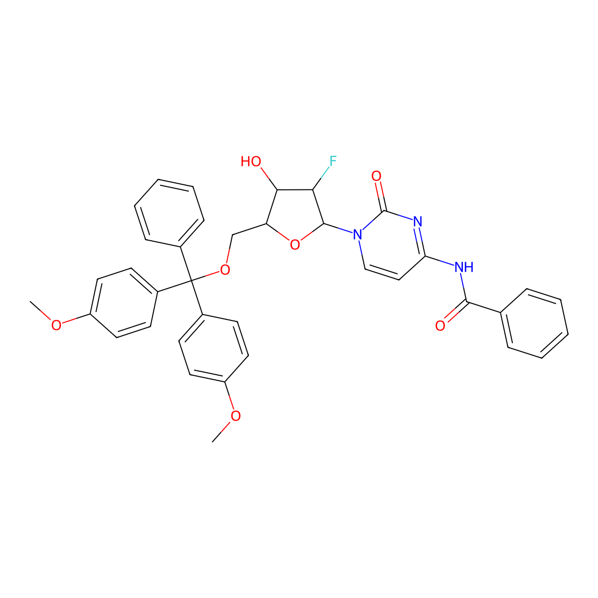 5'-O-DMT-N4-Bz-2'-F-dC molecular structure, CAS 146954-77-0