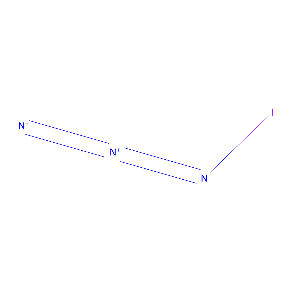 Iodine azide molecular structure, CAS 14696-82-3