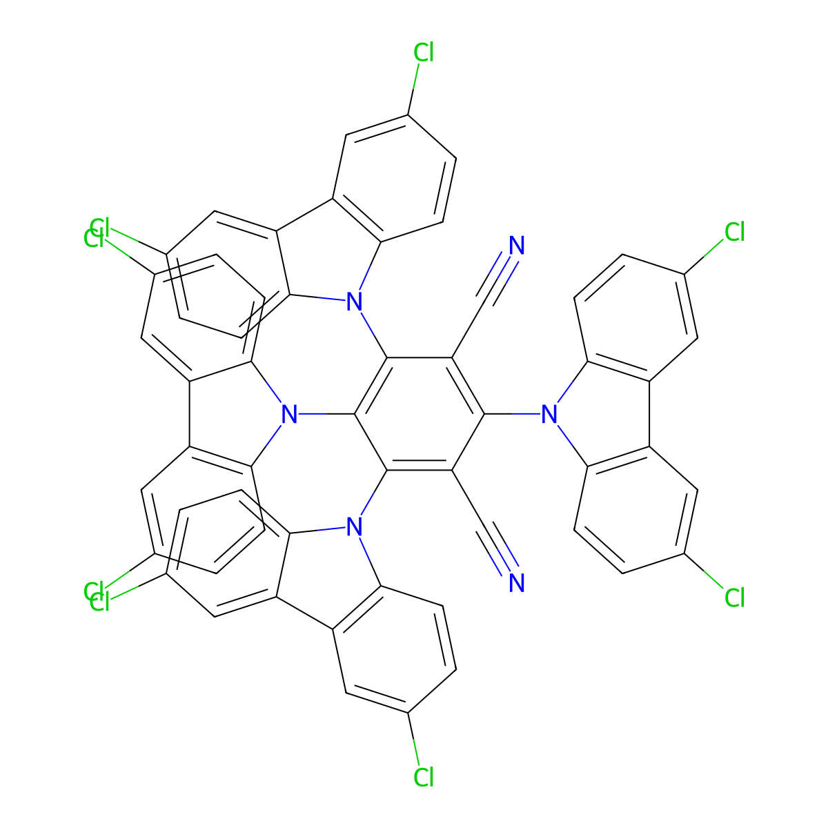 2,4,5,6-Tetrakis(3,6-dichloro-9H-carbazol-9-yl)isophthalonitrile molecular structure, CAS 1469703-65-8