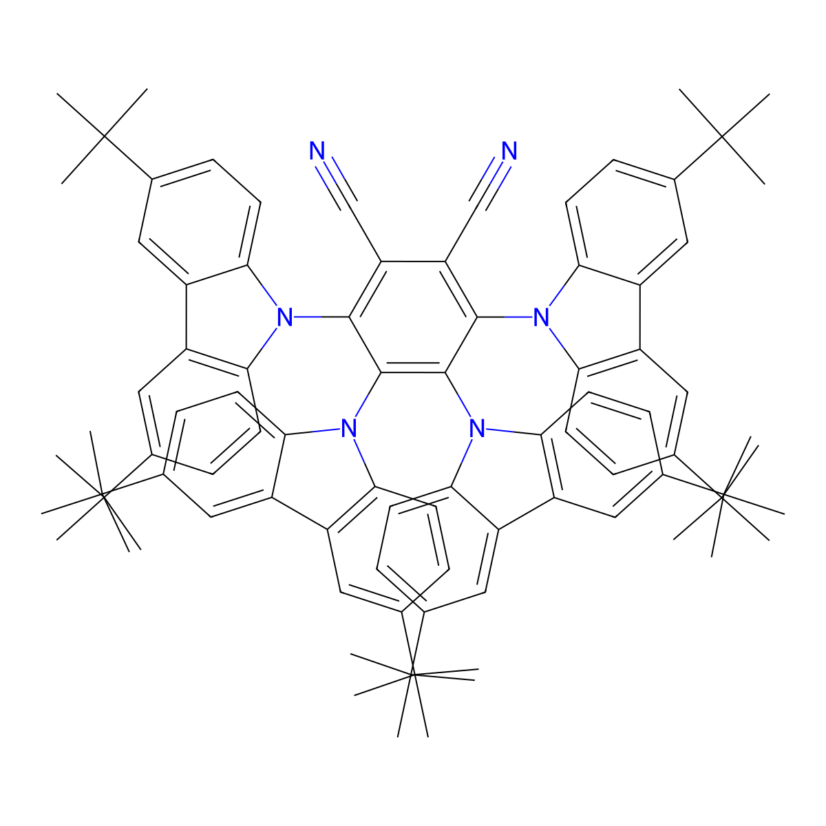 3,4,5,6-Tetrakis(3,6-di-tert-butyl-9H-carbazol-9-yl)phthalonitrile molecular structure, CAS 1469705-93-8