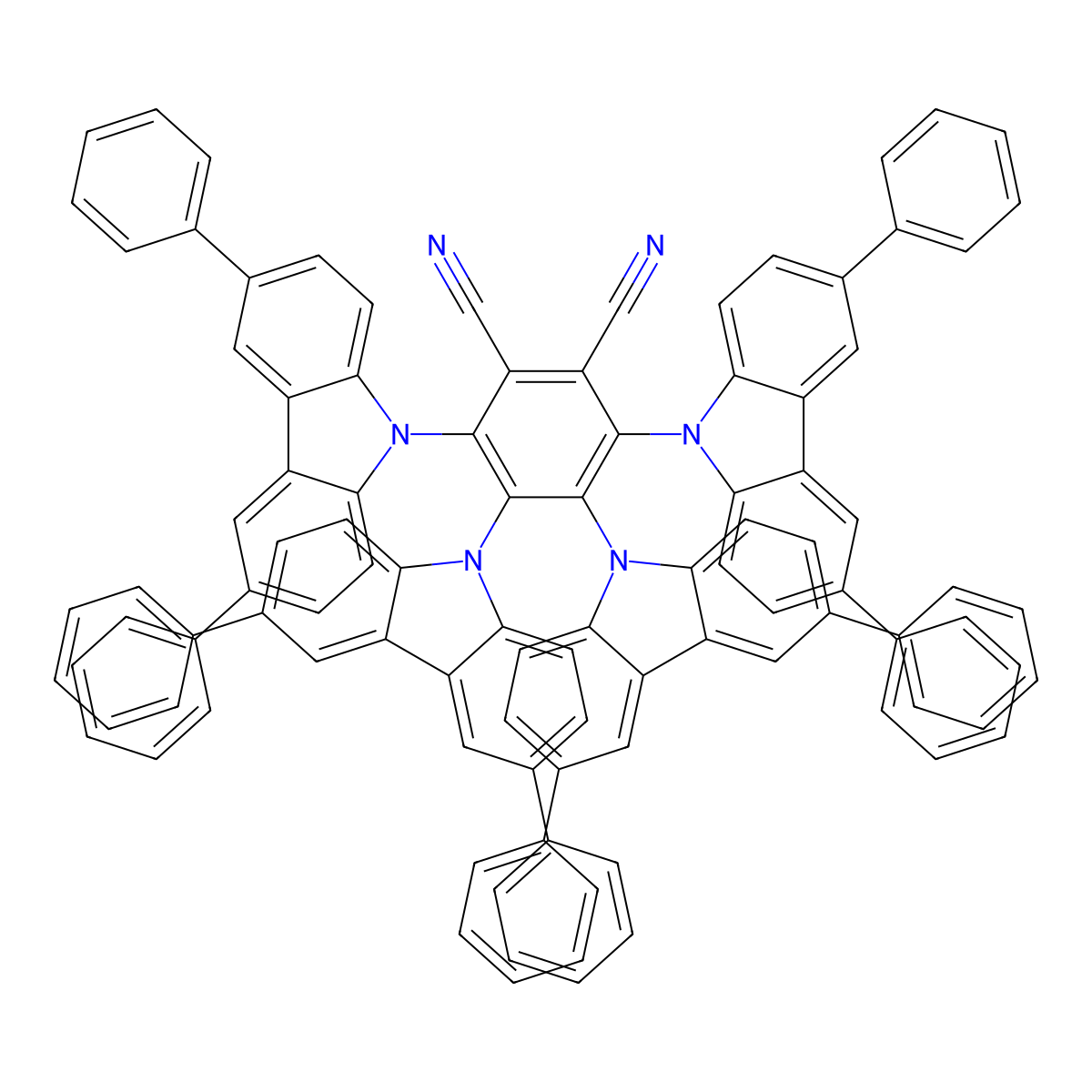 3,4,5,6-Tetrakis(3,6-diphenyl-9H-carbazol-9-yl)phthalonitrile molecular structure, CAS 1469707-47-8