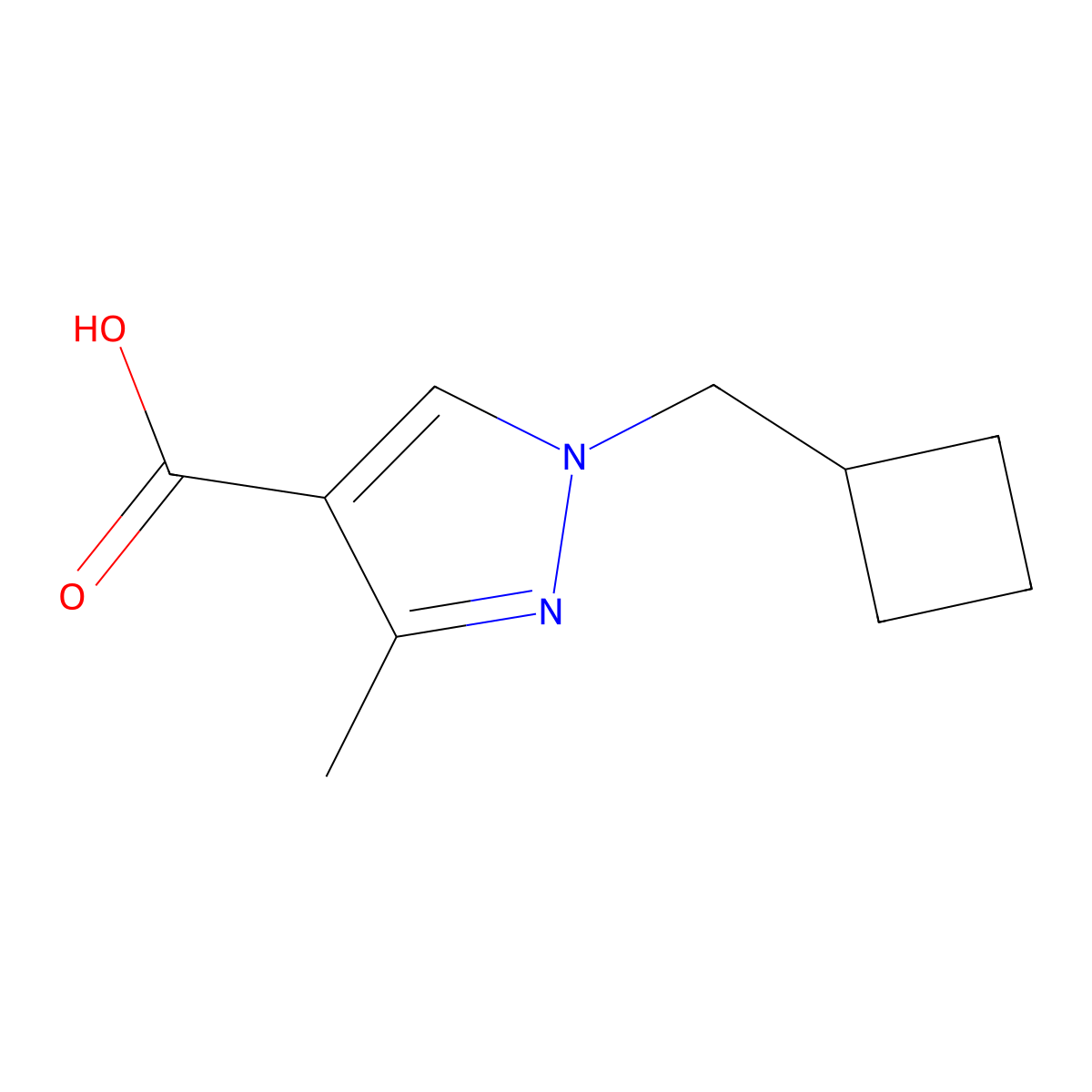 1-(cyclobutylmethyl)-3-methyl-1H-pyrazole-4-carboxylic acid molecular structure, CAS 1469722-82-4