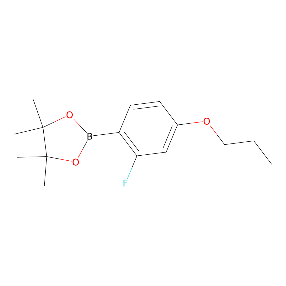 2-(2-fluoro-4-propoxyphenyl)-4,4,5,5-tetramethyl-1,3,2-Dioxaborolane molecular structure, CAS 1469736-52-4