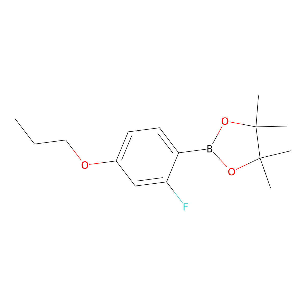 2-(2-fluoro-4-propoxyphenyl)-4,4,5,5-tetramethyl-1,3,2-Dioxaborolane molecular structure, CAS 1469736-52-4