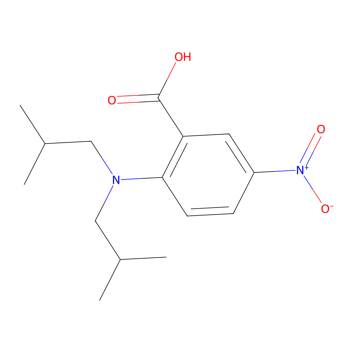 2-[Bis(2-methylpropyl)amino]-5-nitrobenzoic acid molecular structure, CAS 1469748-50-2
