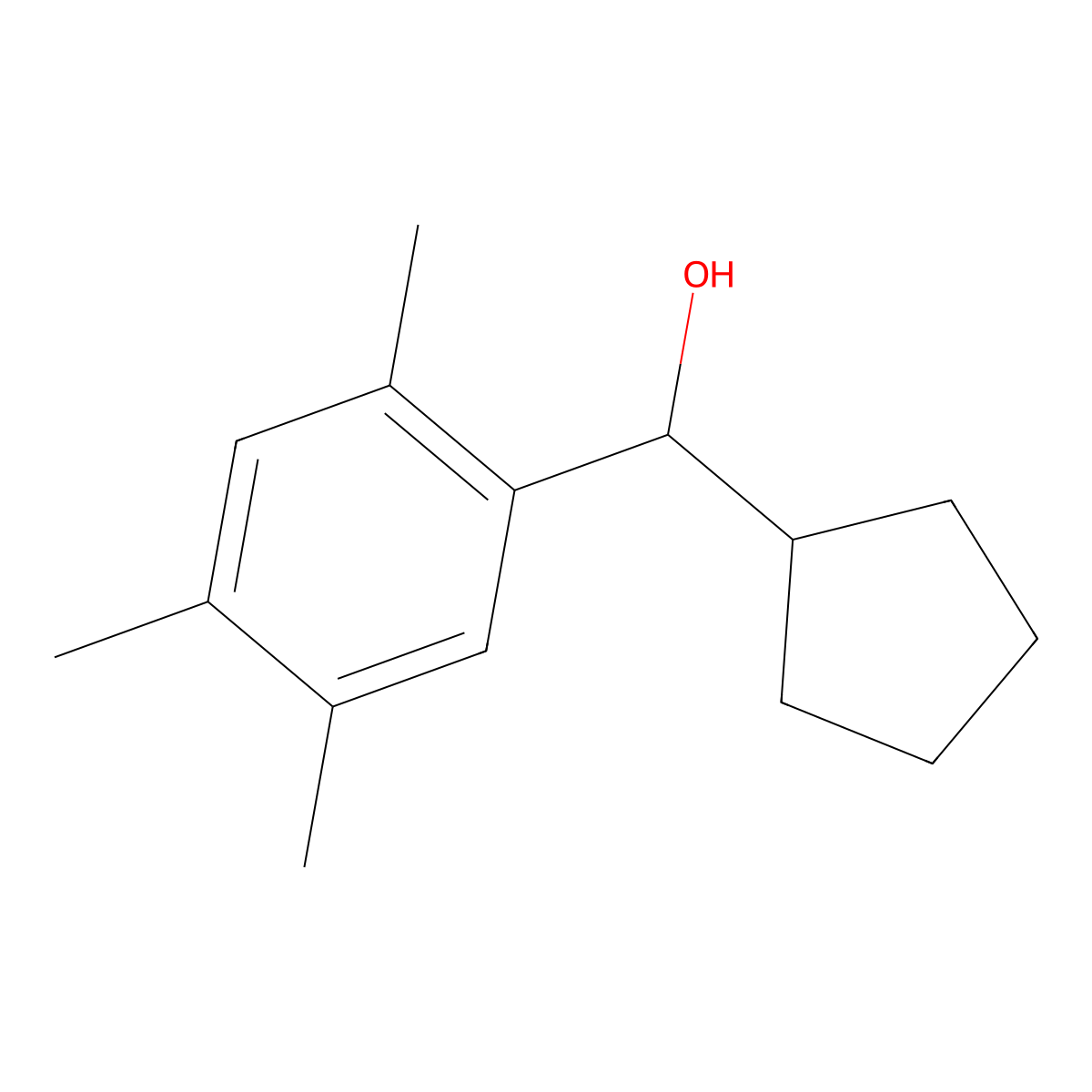 alpha-Cyclopentyl-2,4,5-trimethylbenzenemethanol molecular structure, CAS 1469759-99-6
