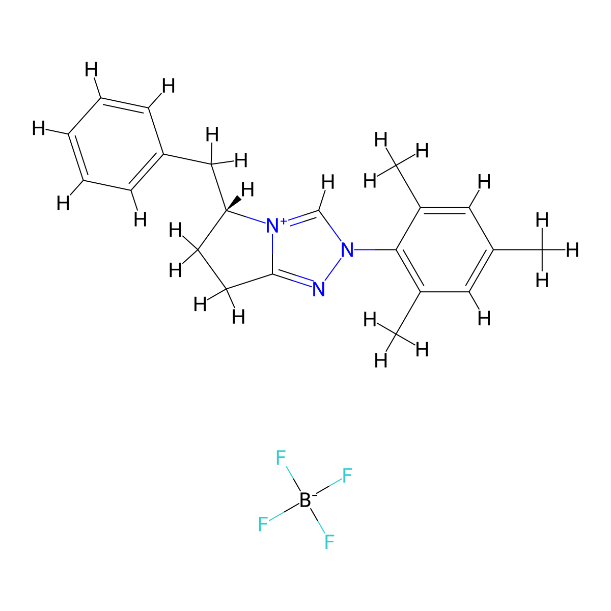 (R)-5-Benzyl-2-mesityl-6,7-dihydro-5H-pyrrolo[2,1-c][1,2,4]triazol-2-ium tetrafluoroborate molecular structure, CAS 1469801-67-9