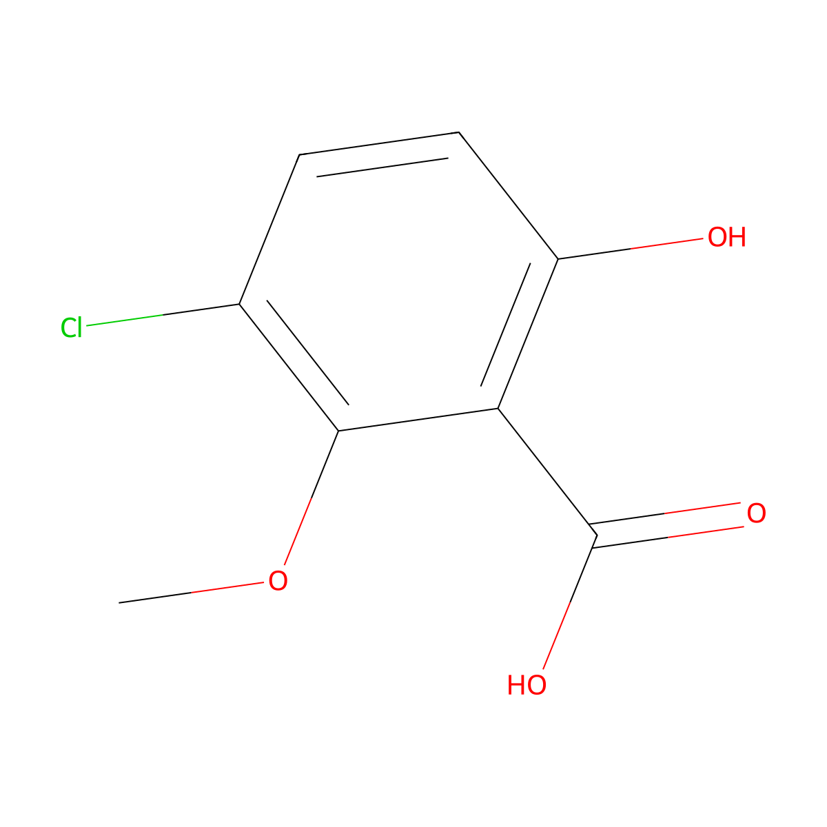 3-Chloro-6-hydroxy-2-methoxybenzoic acid molecular structure, CAS 146984-79-4