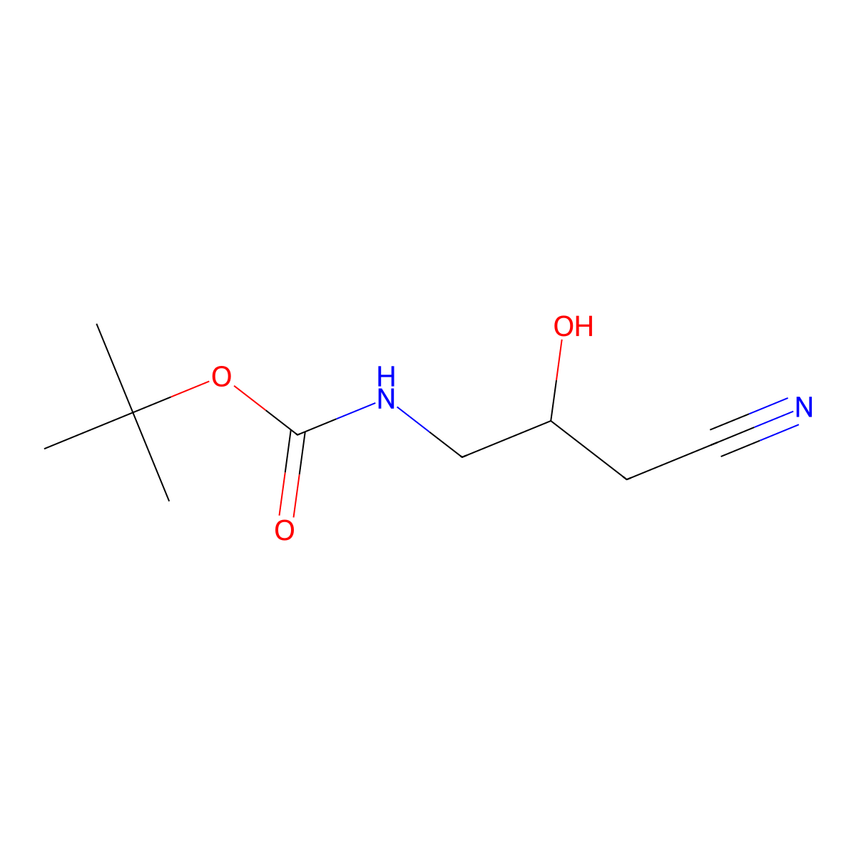 tert-butyl N-((2R)-3-cyano-2-hydroxypropyl)carbamate molecular structure, CAS 146986-97-2