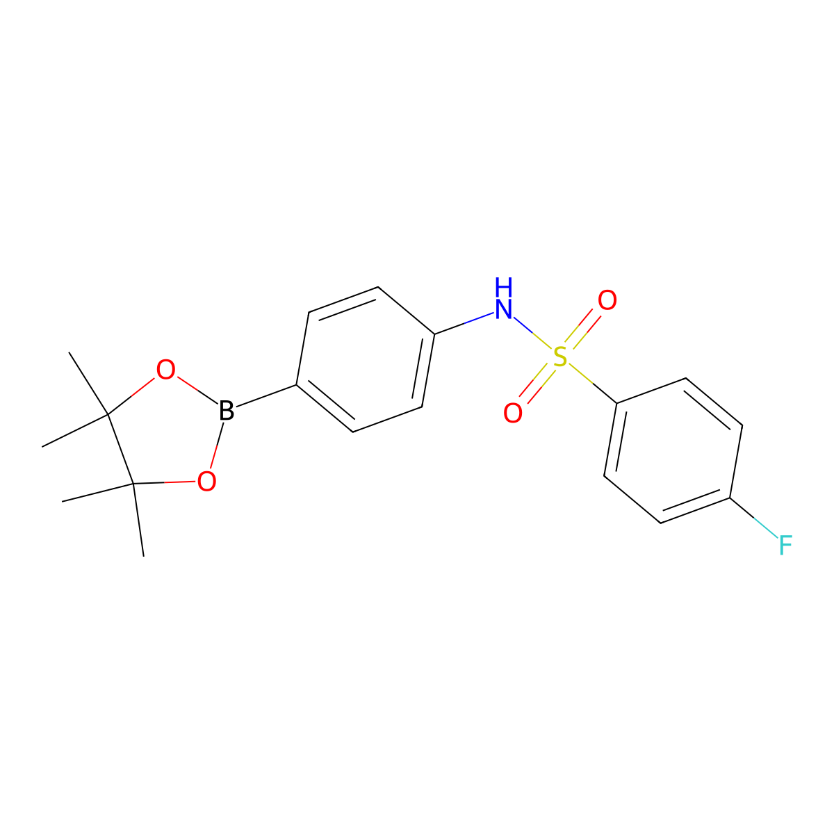 4-fluoro-N-(4-(4,4,5,5-tetramethyl-1,3,2-dioxaborolan-2-yl)phenyl)benzenesulfonamide molecular structure, CAS 1469930-84-4