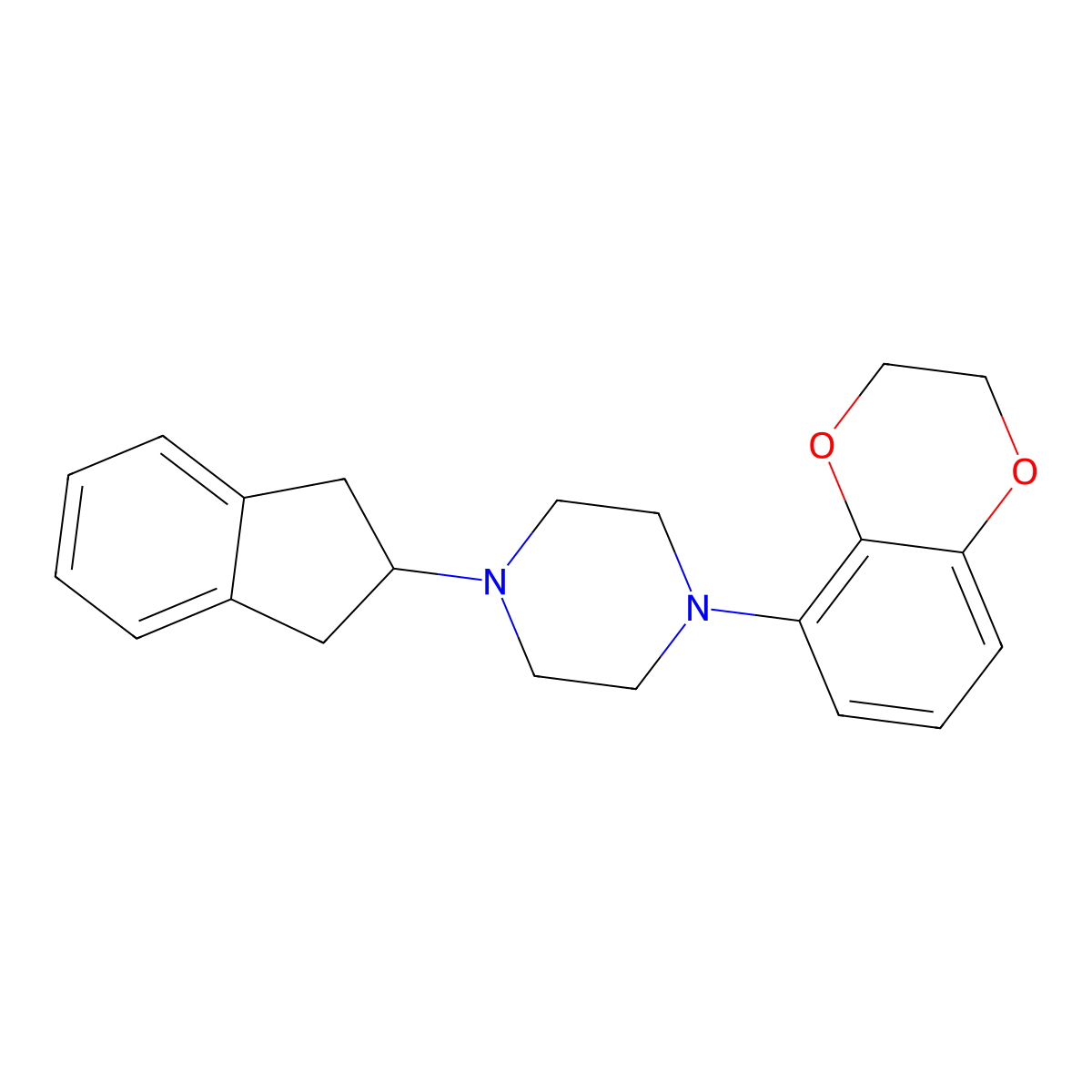 1-(2,3-Dihydro-1,4-benzodioxin-5-yl)-4-(2,3-dihydro-1H-inden-2-yl)piperazine molecular structure, CAS 146998-34-7
