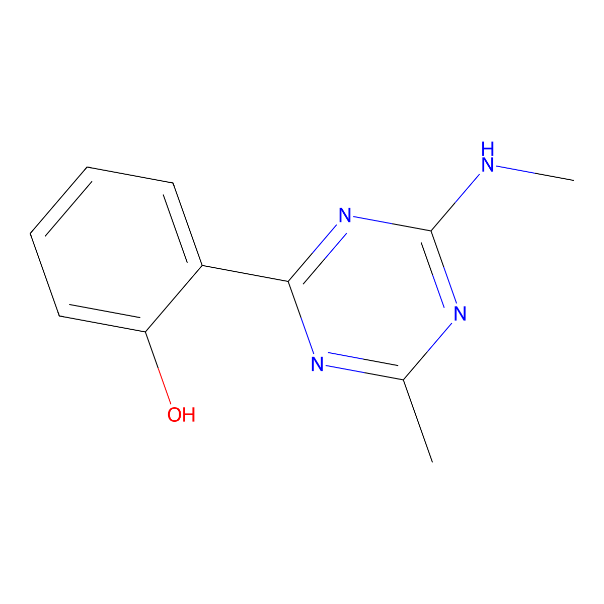 2-[4-Methyl-6-(methylamino)-1,3,5-triazin-2-yl]phenol molecular structure, CAS 146998-51-8